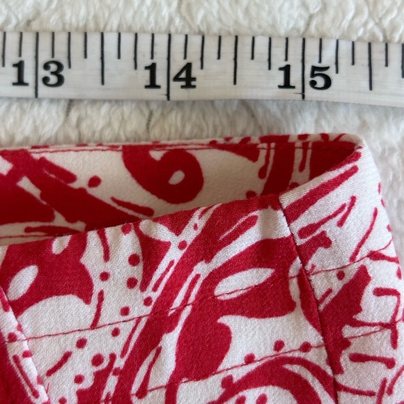 Loft Red and White Paisley Wide Leg Print Cropped Pants Size 4 - Picture 4 of 7